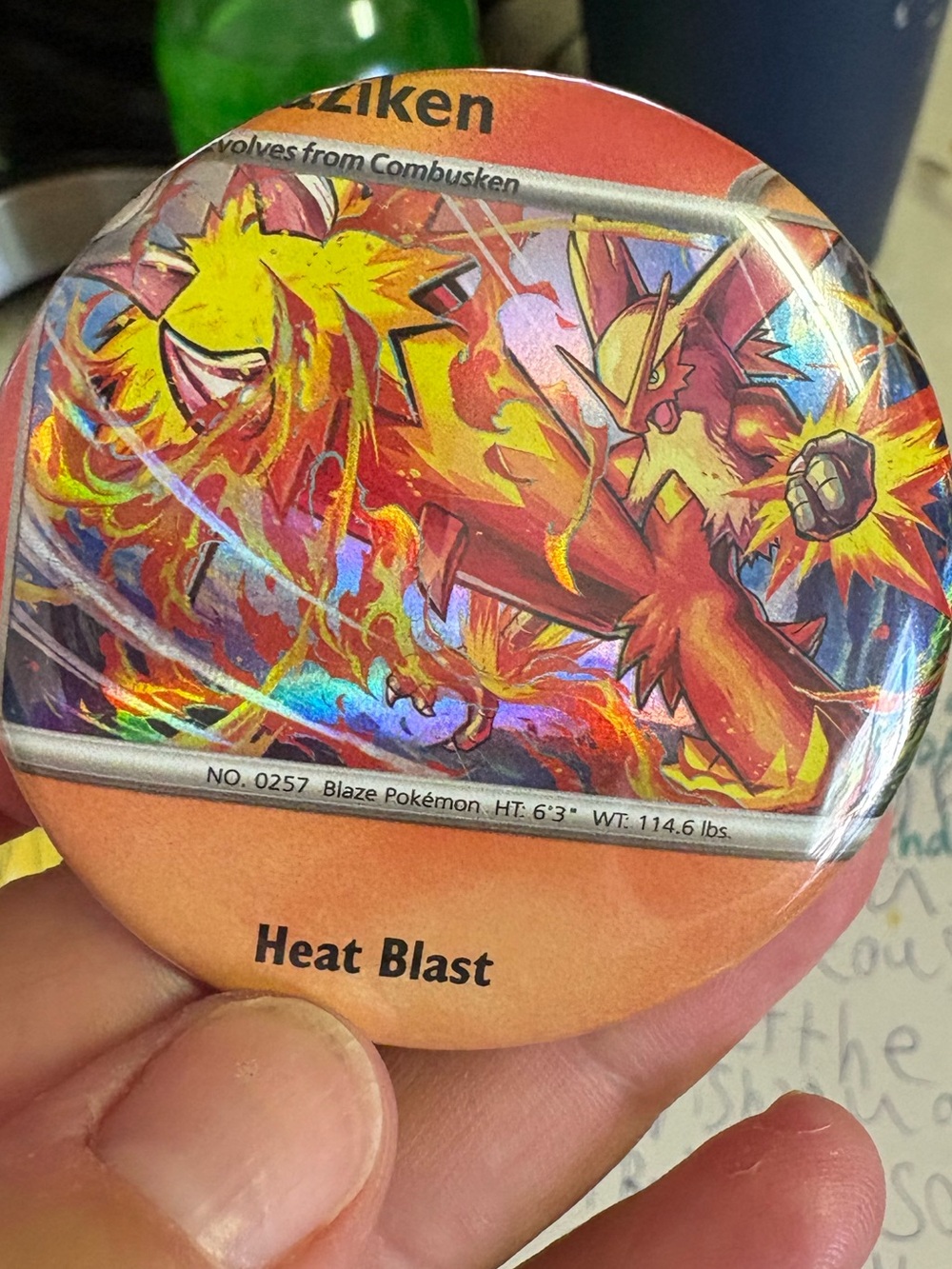 Pokemon Heat Blast Holographic Button - Red Orange Yellow